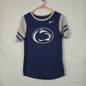 Nike‎ Womens Blue Gray Crew Neck Penn State Lions Pullover Activewear T Shirt M